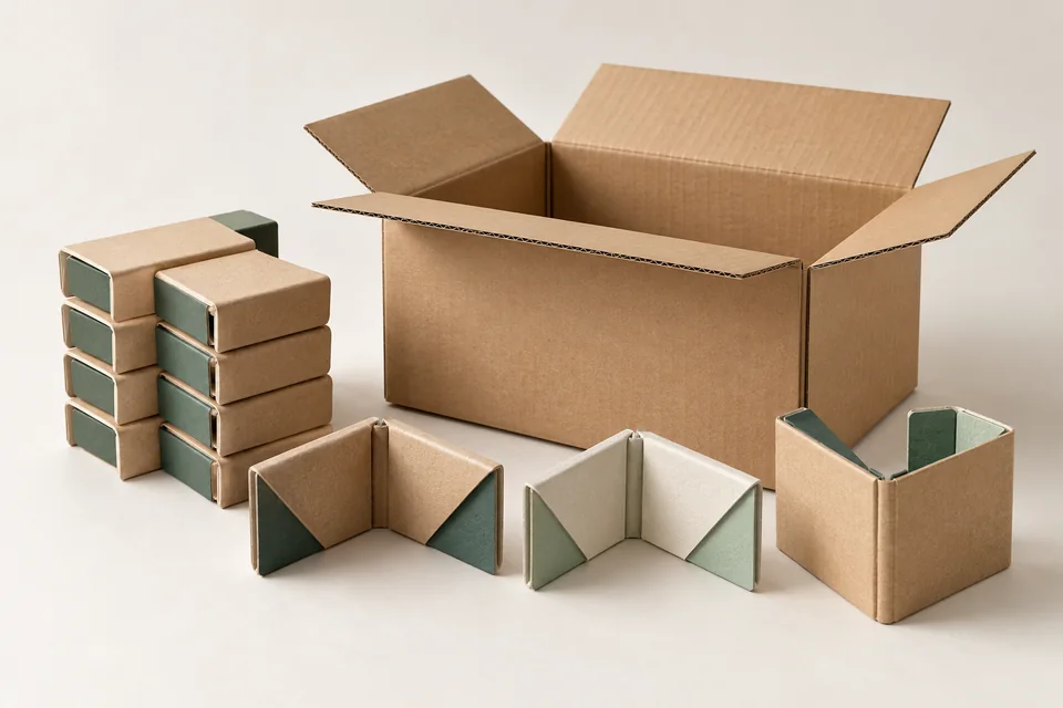 Thùng carton xuất khẩu có nẹp góc và vật liệu bảo vệ gọn
