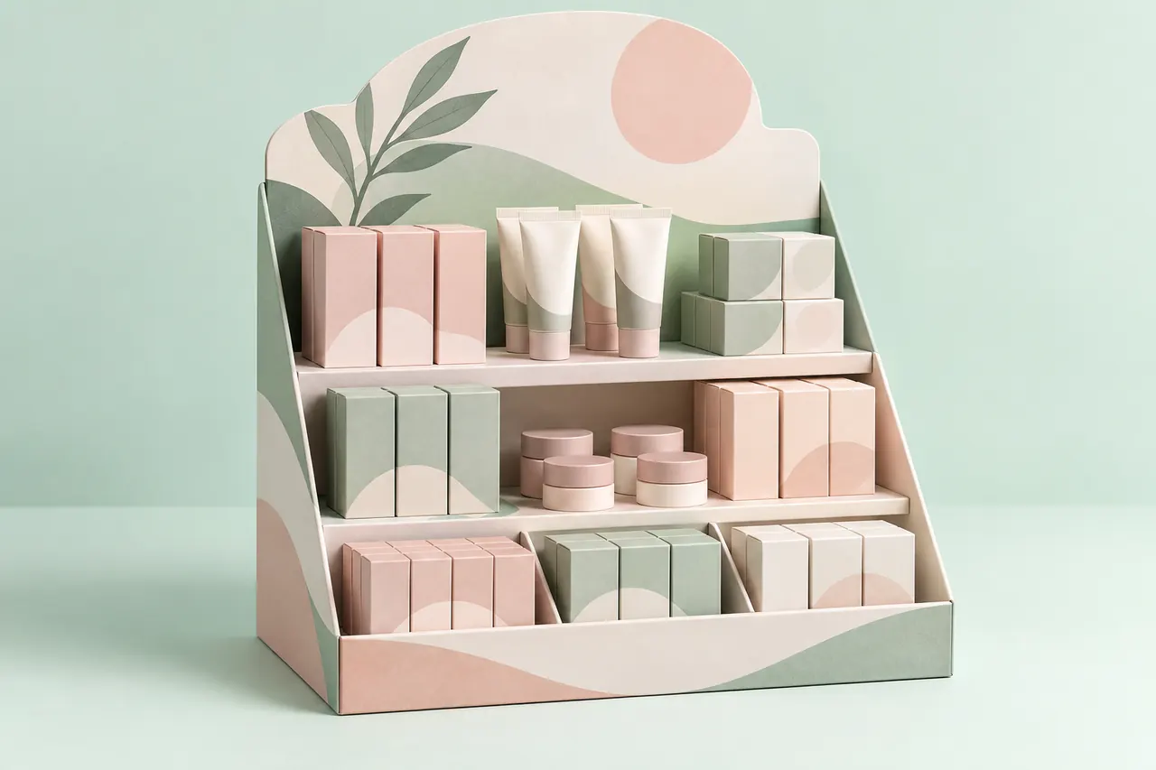Perspective illustration of POSM display shelves