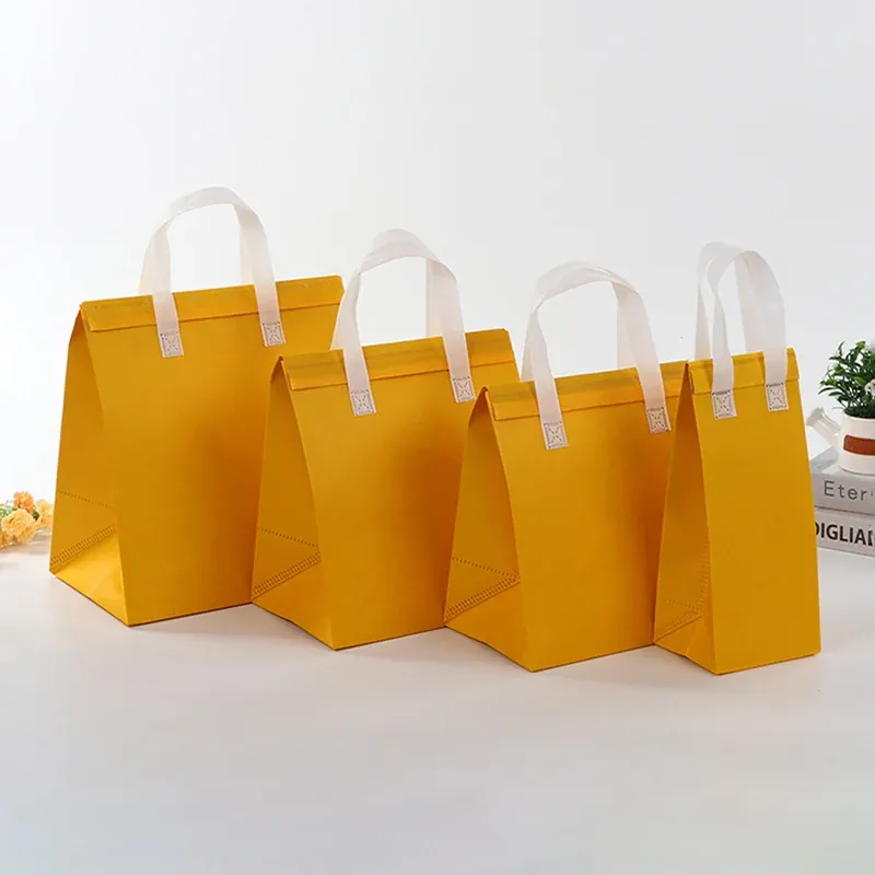 Các kích thước túi giao hàng giữ nhiệt màu vàng